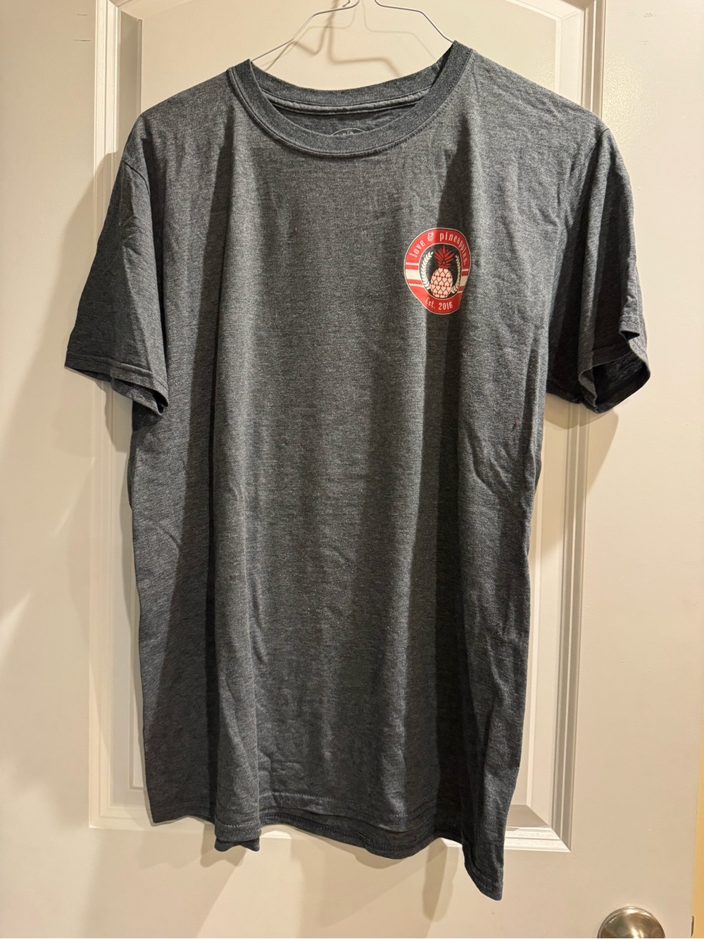 Women's Short Sleeve Crewneck Tee in Charcoal with Baseball graphic